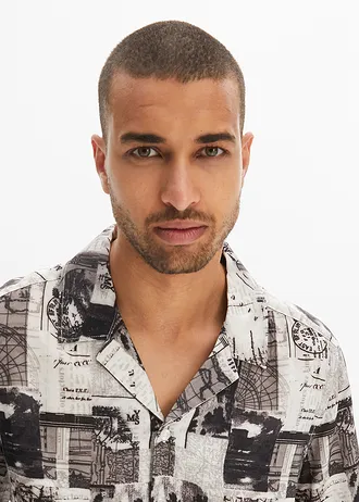 Viskózová košile s krátkým rukávem • bílá + černá • bonprix obchod