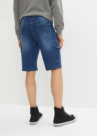 Strečové džínové cargo bermudy, Regular Fit • středně modrý denim • bonprix obchod
