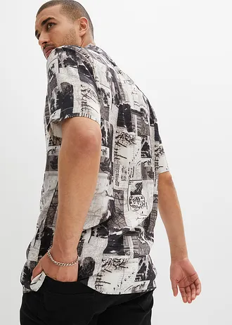 Viskózová košile s krátkým rukávem • bílá + černá • bonprix obchod