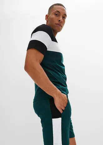 Triko a krátké kalhoty (2dílná souprava) • sytě zeleno-bílo-černá • bonprix obchod