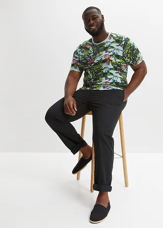 T-shirt 100% coton, Couleur: bleu lagon floral