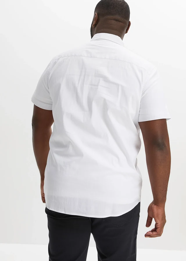 Slim fit overhemd met korte mouwen, Kleur: wit