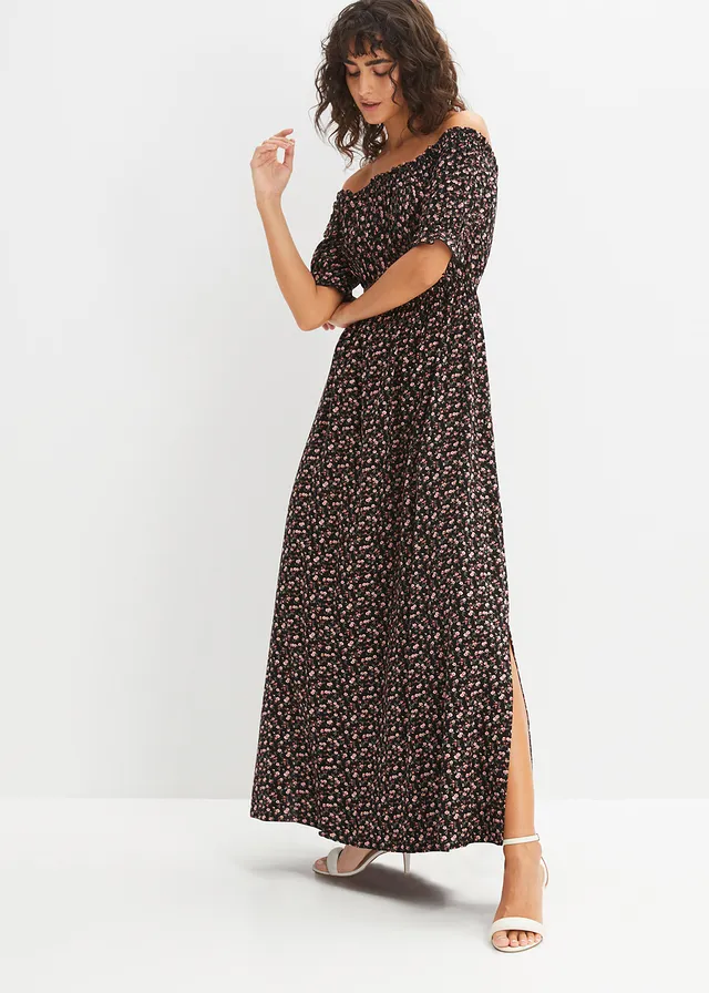 Gedessineerde maxi jurk van viscose • zwart gebloemd • product-page.page-title-suffix