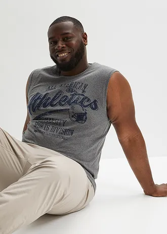 Muscle shirt (set van 2), Kleur: donkerblauw+grijs gemêleerd