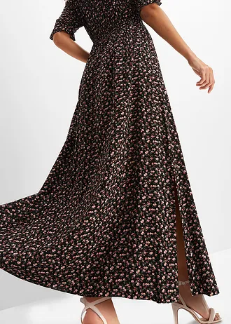 Robe longue imprimée • noir floral • Boutique bonprix