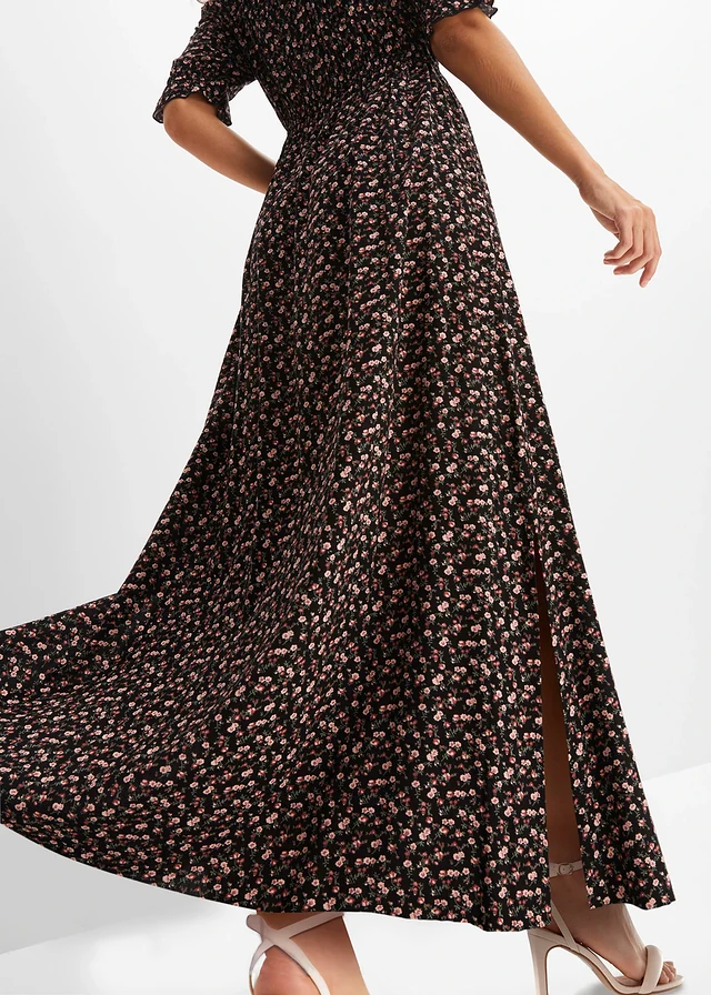 Gedessineerde maxi jurk van viscose • zwart gebloemd • product-page.page-title-suffix