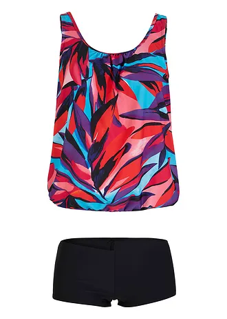Tankini (ens. 2 pces), Couleur: bleu-rouge-rose graphique