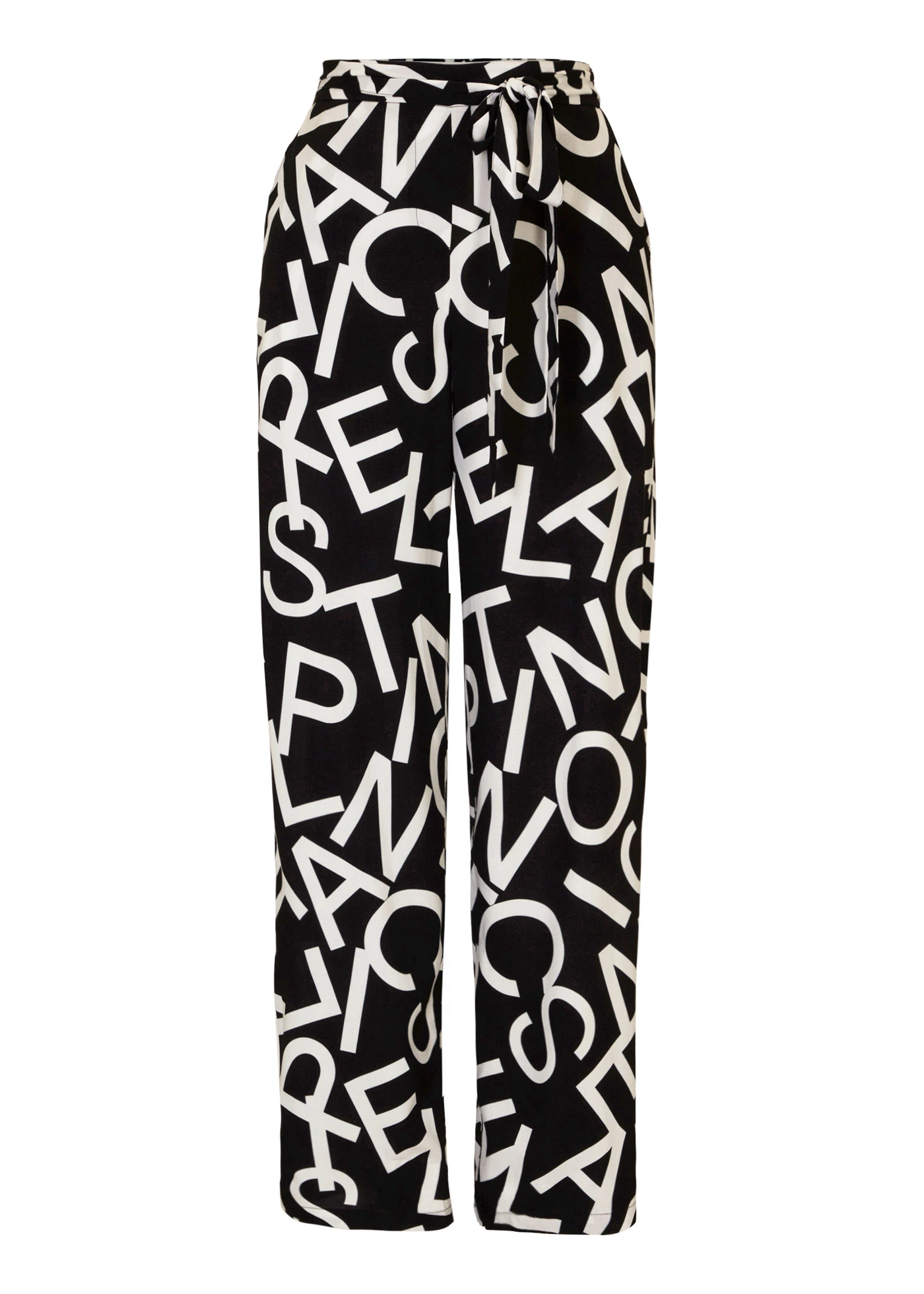 Marlene Dietrich broek met strikceintuur • zwart-wit grafische print • bonprix online shop