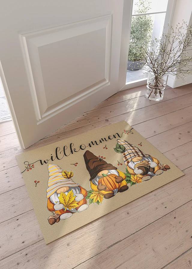 Deurmat met tekstprint, Kleur: bruin