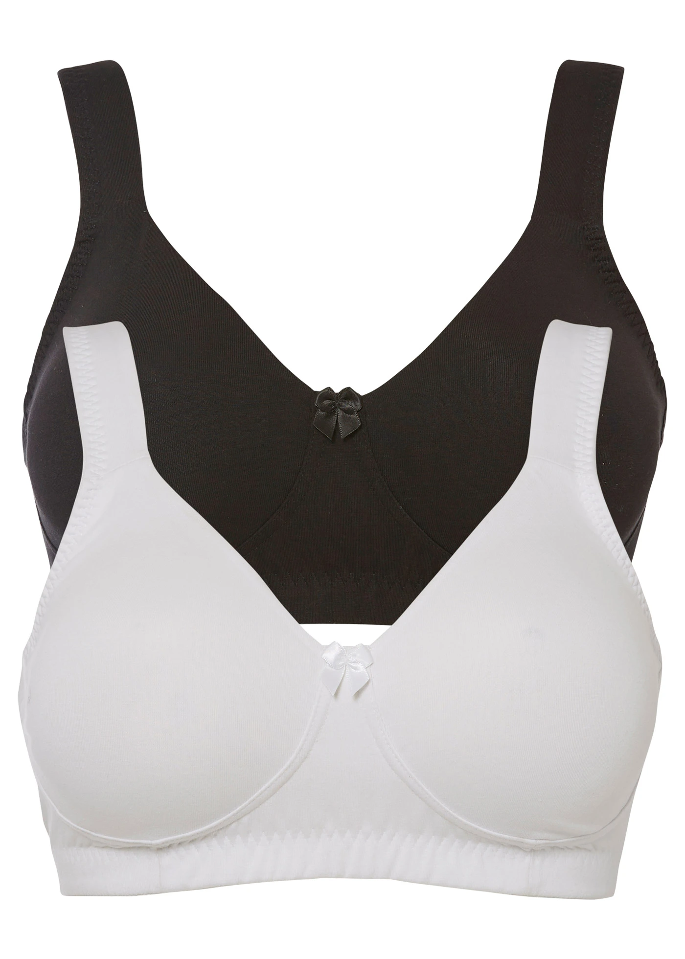 Sutien minimizer invizibil fără armătură, cu bumbac organic (set/2 buc.) • negru/alb • magazin bonprix