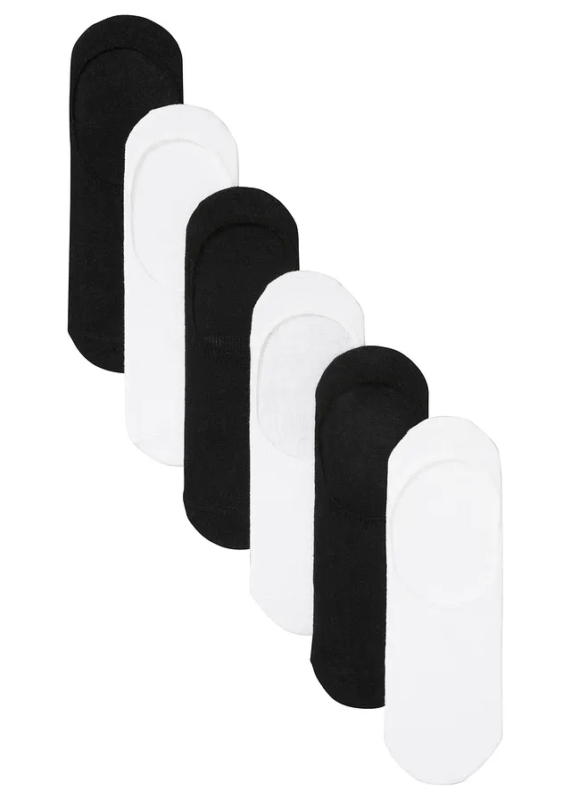 Kousenvoetjes (6 paar) met siliconen strip • zwart+wit • bonprix online shop