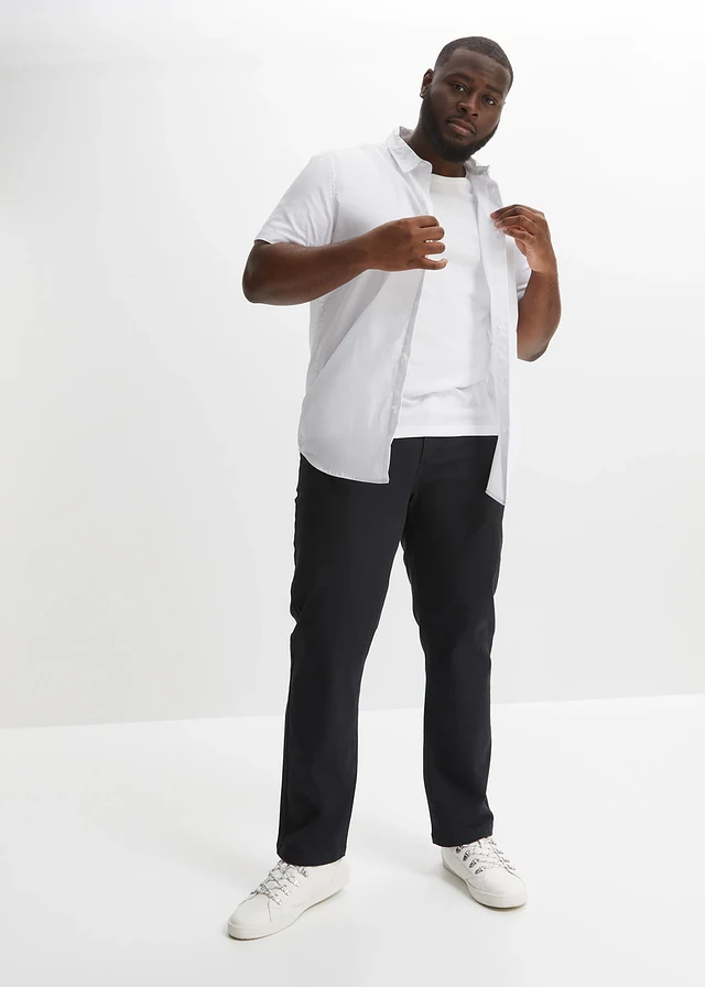 Slim fit overhemd met korte mouwen, Kleur: wit