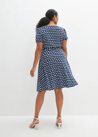 Rochie din jerse din amestec cu viscoză, culoare: bleumarin/alb