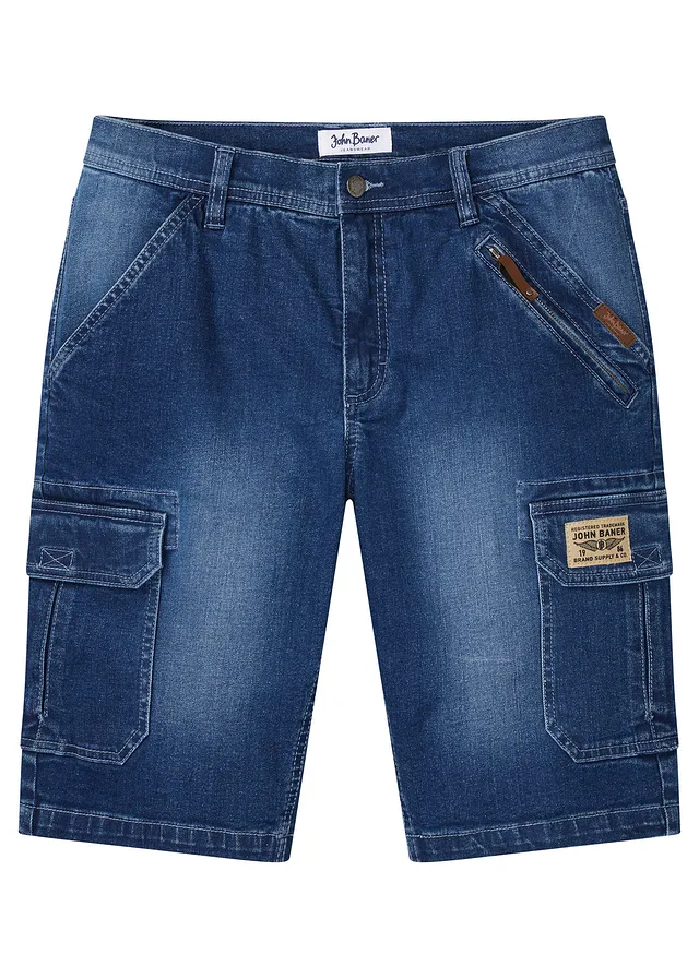 Bermude Cargo de blugi cu stretch, Regular Fit