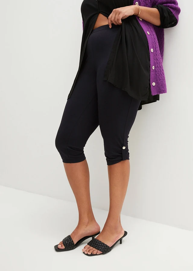 Capri legging van biologisch katoen, Kleur: zwart