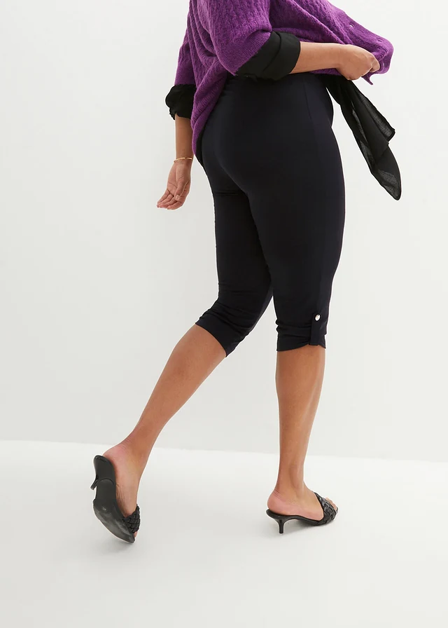 Capri legging van biologisch katoen, Kleur: zwart