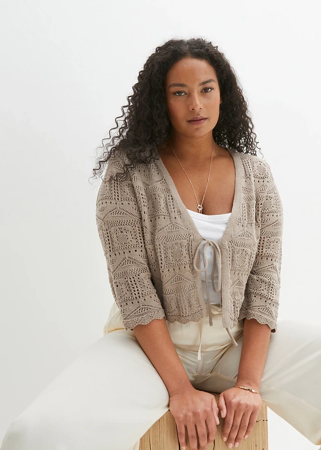 Boléro ajouré, Couleur: taupe