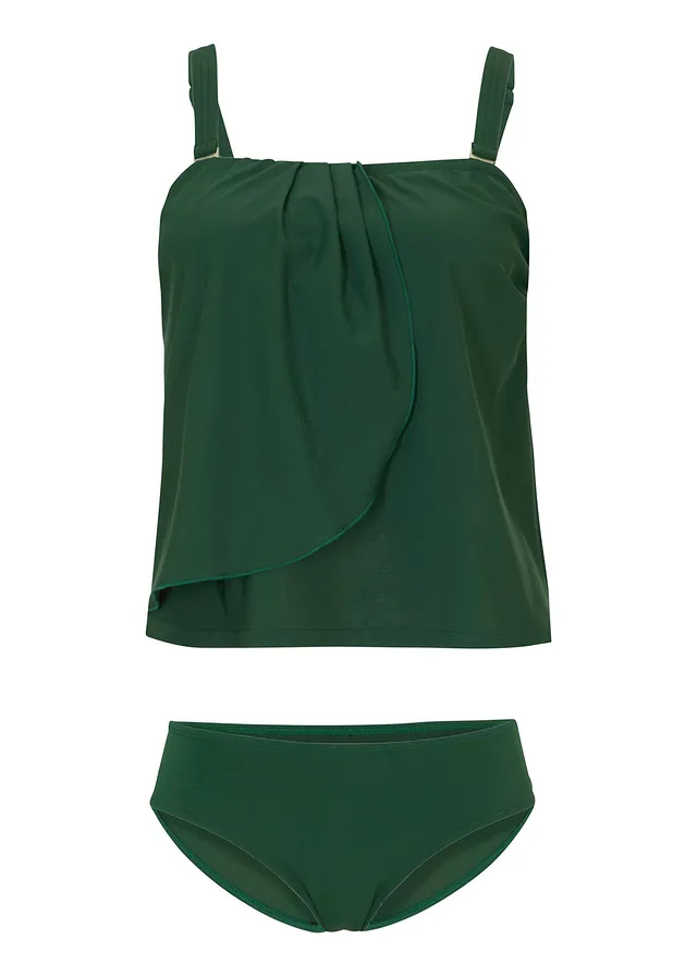 Tankini met afneembare schouderbandjes (2-dlg. set), Kleur: donkergroen