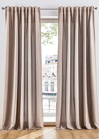 Onderhoudsvriendelijke gordijnen van microvezel (2 stuks) • sand • bonprix online shop