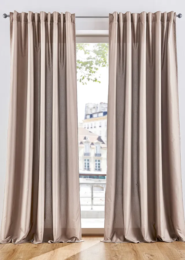 Onderhoudsvriendelijke gordijnen van microvezel (2 stuks) • sand • bonprix online shop