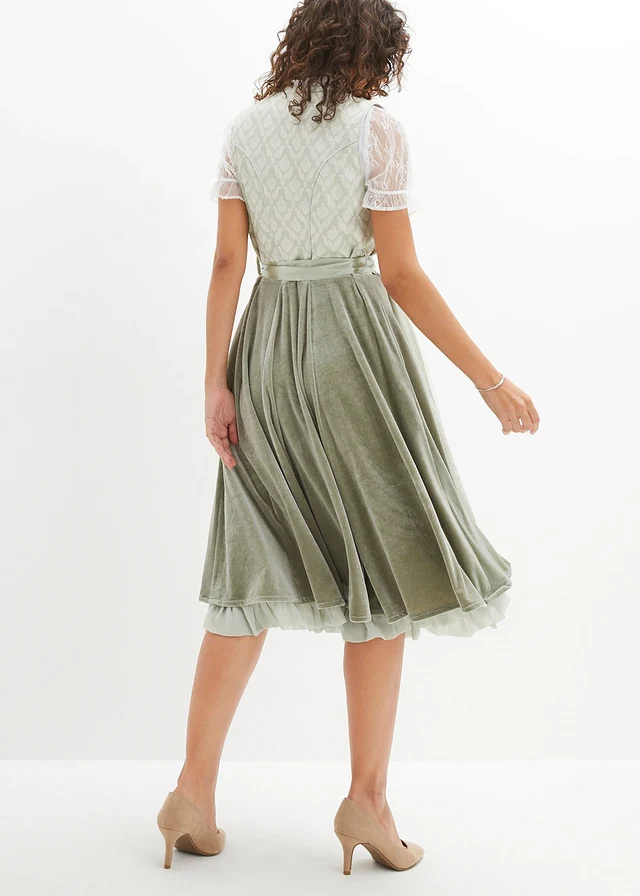 Dirndl et tablier (ens. 2 pces), Couleur: gris vert