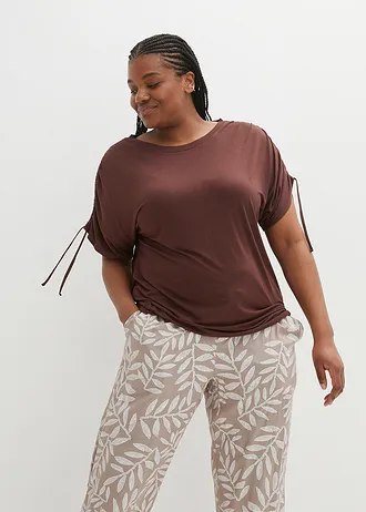 Shirt van soepele viscose, Kleur: terrabruin