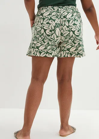 Žerzejové šortky z elastické bavlněné směsi, barva: tmavě zelená