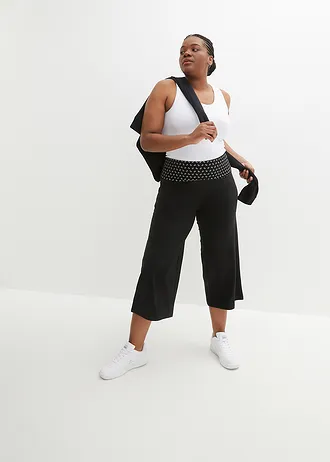 Jupe-culotte de sport à taille élastiquée, Couleur: noir imprimé