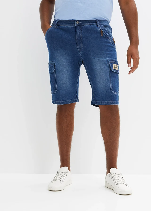 Bermuda en jean extensible, Regular, Couleur: bleu moyen denim