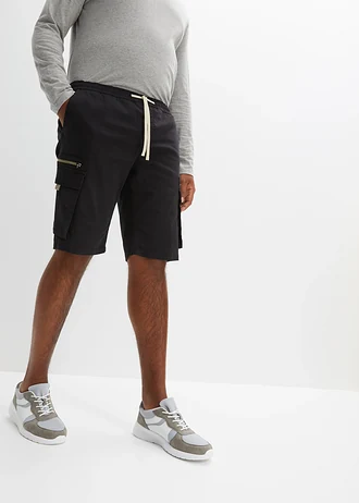 Belebújós sztreccs bermuda cargo zsebekkel, Regular Fit, szín: fekete-új keki