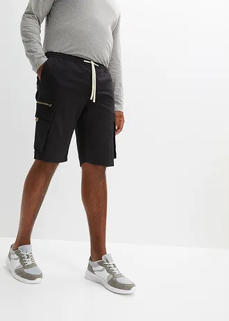 Stretch instap bermuda met cargozakken, regular fit, Kleur: zwart-new kaki