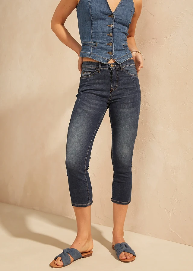 Slim fit ultrasoft 7/8 jeans • donkerblauw used • product-page.page-title-suffix