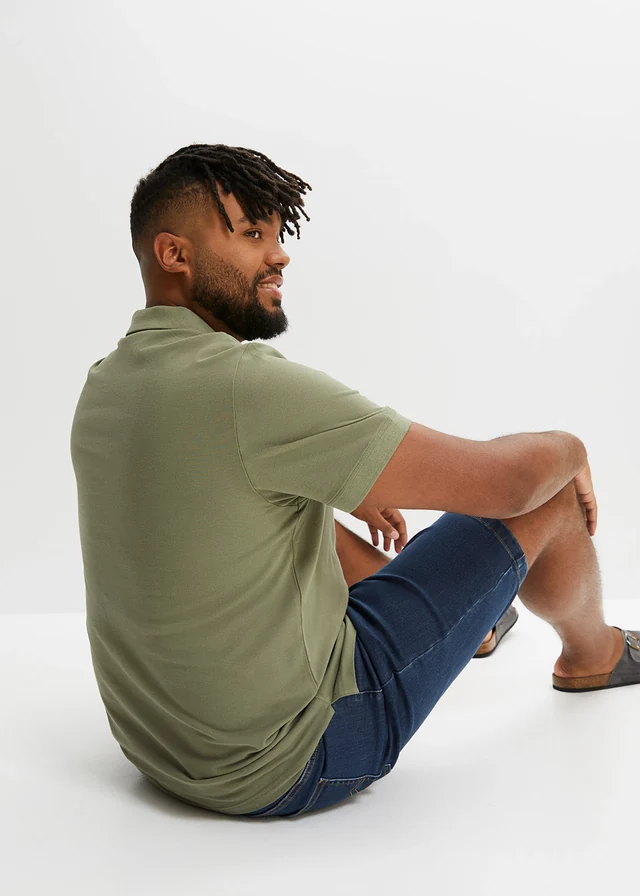 Piqué poloshirt van biologisch katoen, Kleur: olijfgroen