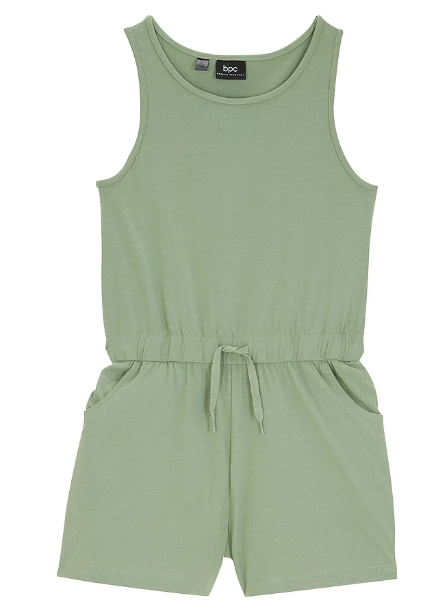 Jeysey jumpsuit van katoen, Kleur: pijnboomgroen