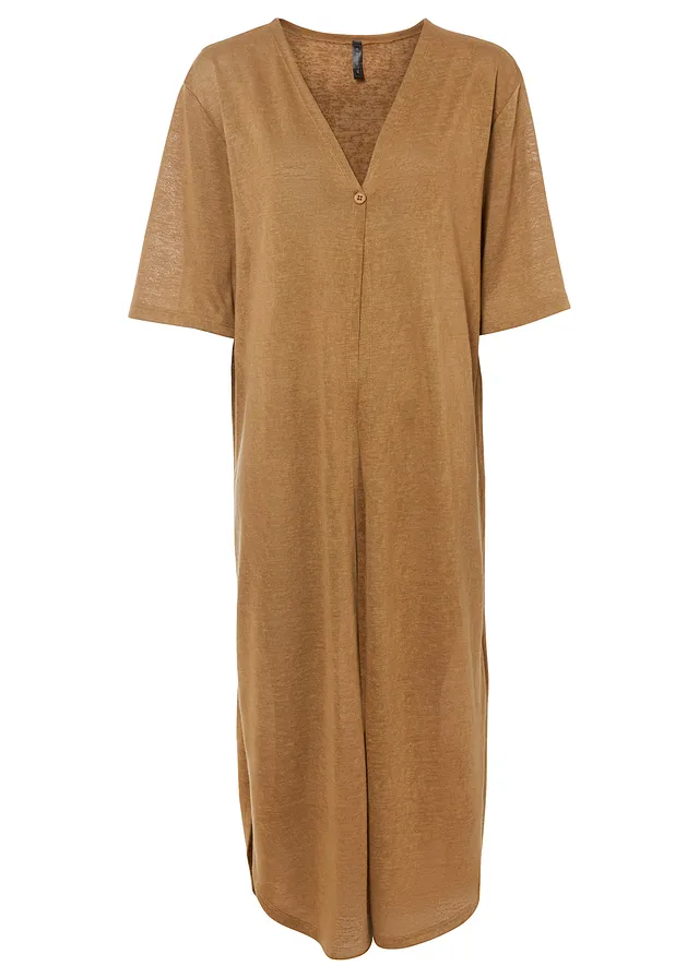 Long gilet en maille aspect lin • beige • Boutique bonprix