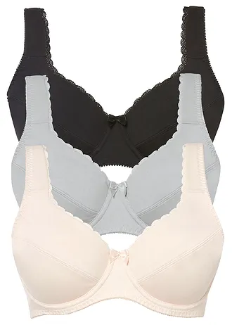 Podprsenka s kosticemi a s měkkou organickou bavlnou (3 ks v balení)