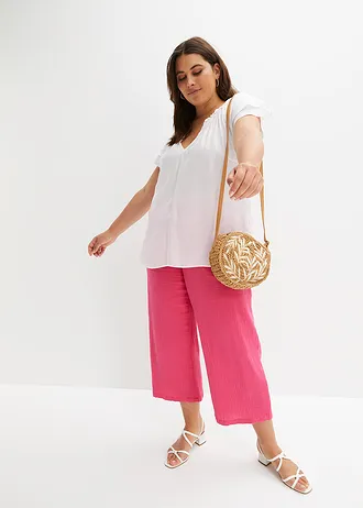 Pantalon large en gaze de coton, Couleur: magenta