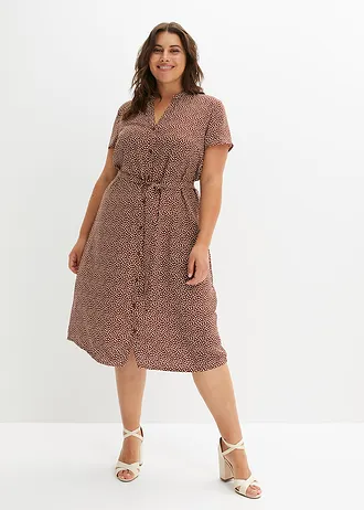 Robe-chemise à pois, Couleur: pois marron fumé-blanc