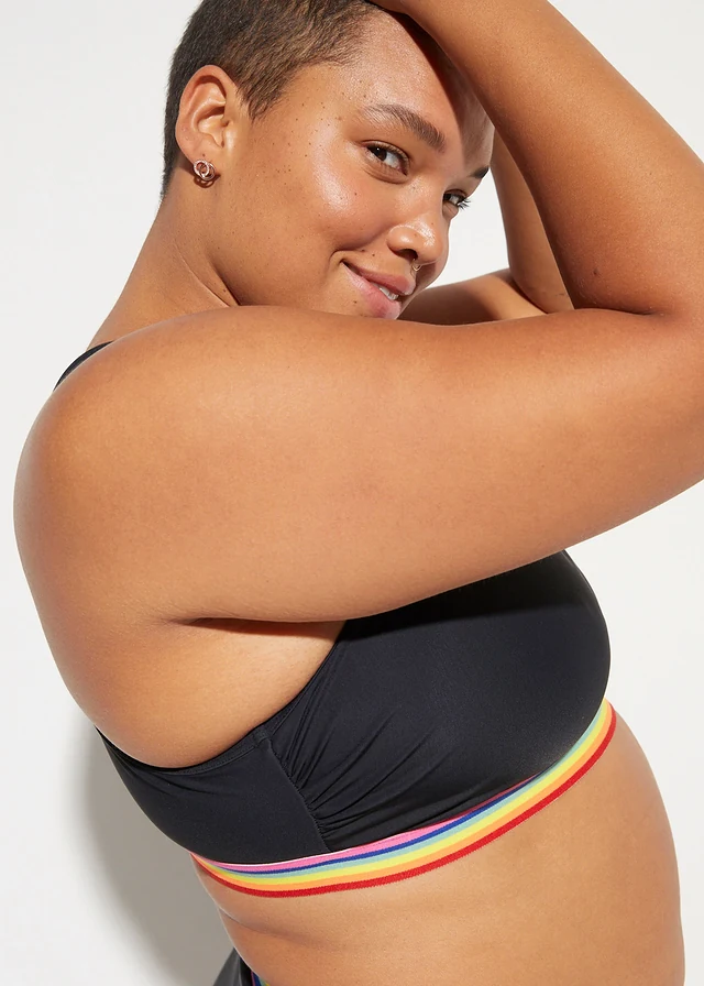 Haut de maillot brassière, maintien léger, Couleur: noir