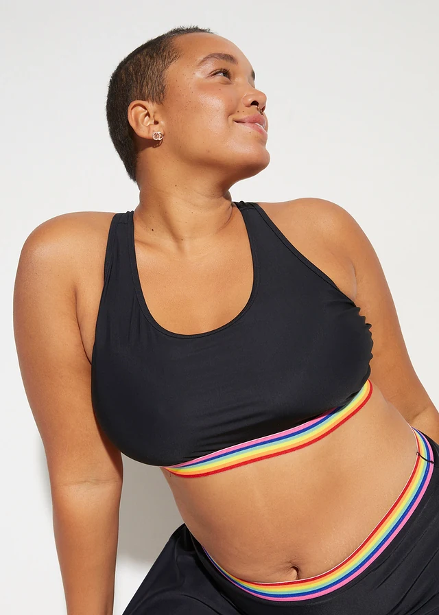 Haut de maillot brassière, maintien léger, Couleur: noir