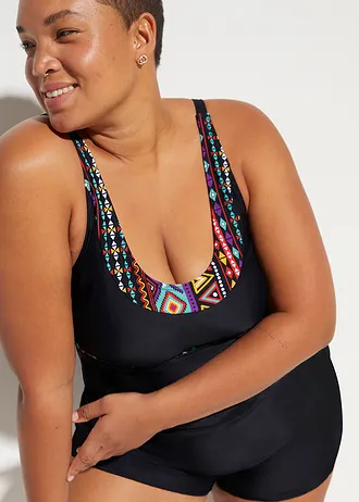 Tankini long avec shorty (ens. 2 pces), Couleur: noir graphique