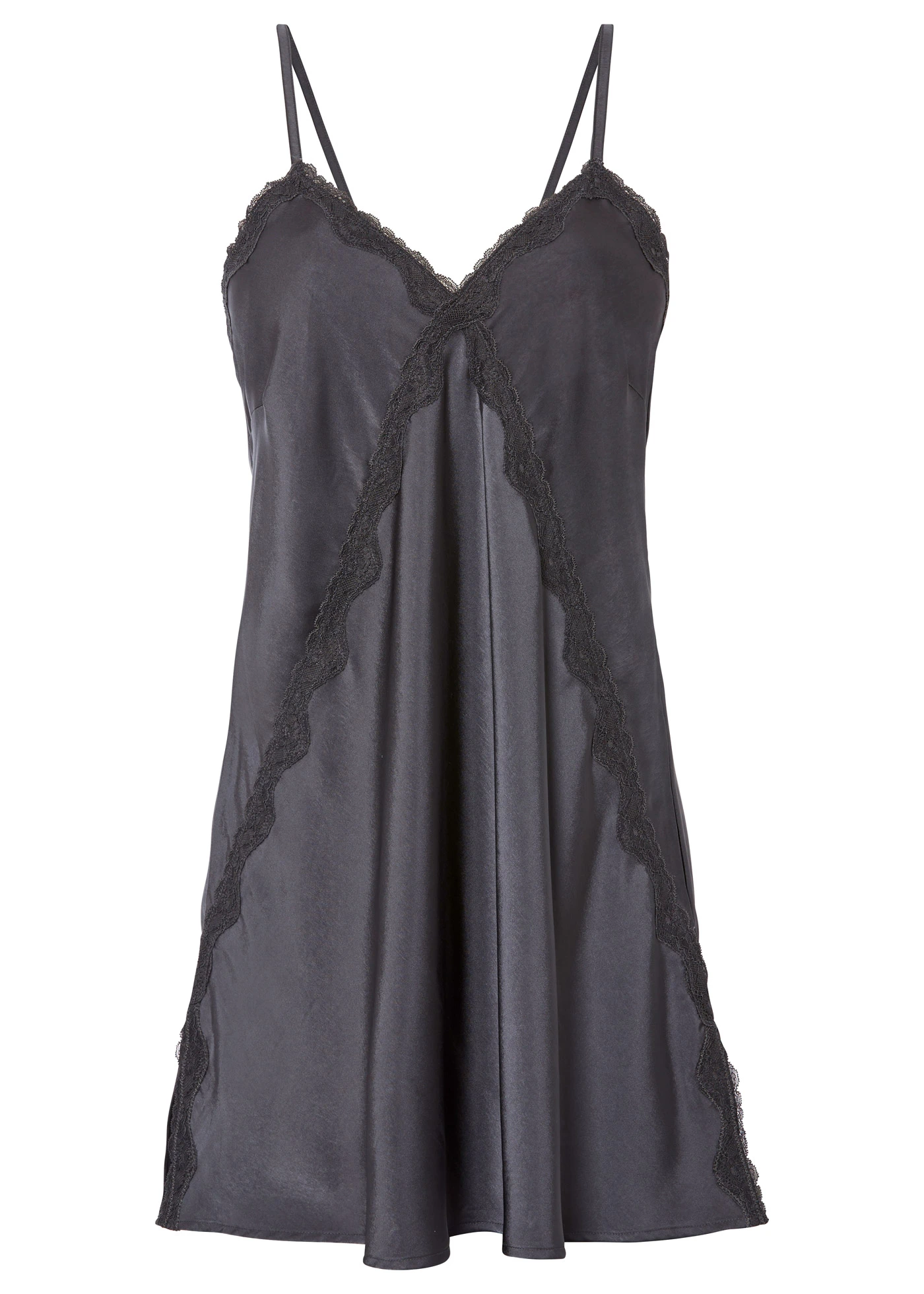 Neglijeu din satin • gri închis • magazin bonprix