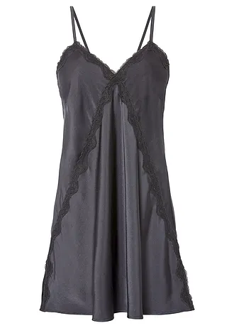 Neglijeu din satin • gri închis • magazin bonprix