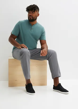 Henley shirt van puur biologisch katoen (set van 2), Kleur: donkerblauw+grijsgroen