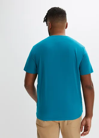 T-shirt (set van 5), Kleur: geel+kobaltturkoois+grijs gemêleerd+donkerblauw