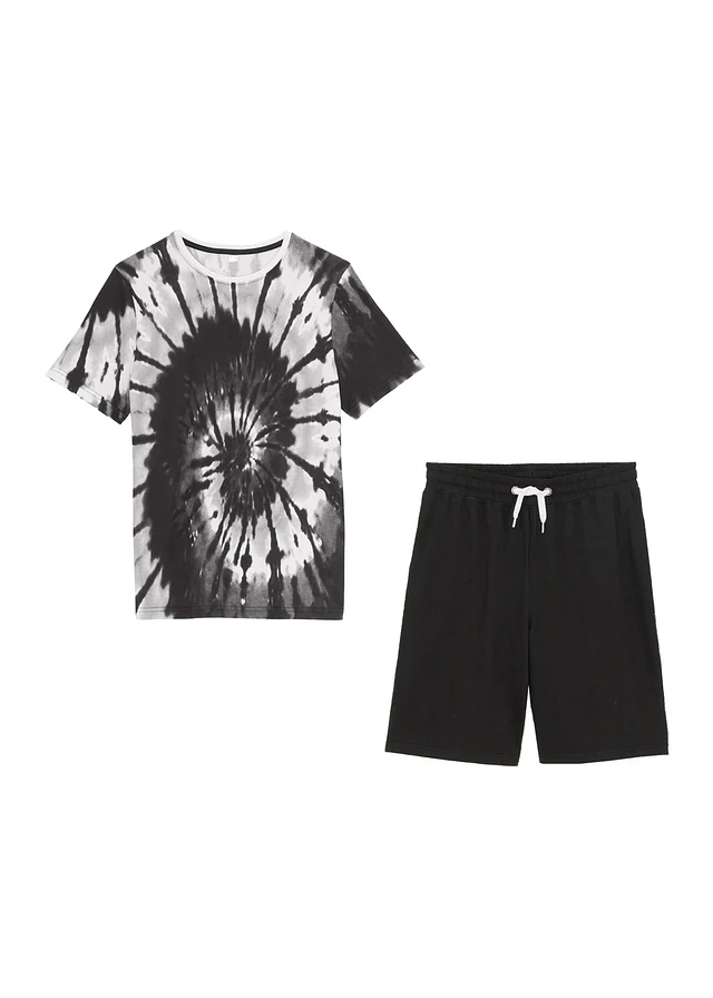 T-shirt et bermuda en jersey 100% coton (ens. 2 pces) • noir-blanc imprimé • product-page.page-title-suffix