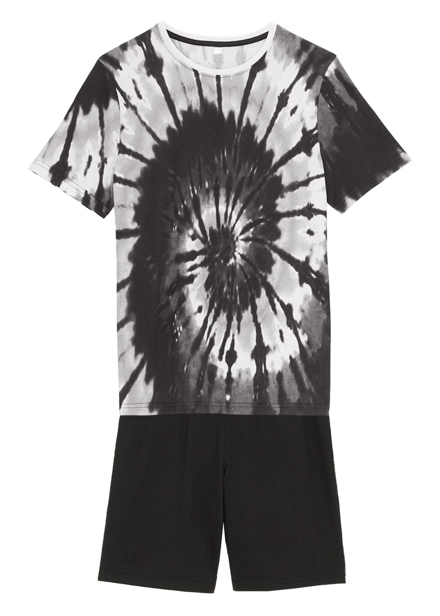 T-shirt + bermudy z dżerseju z czystej bawełny organicznej (komplet 2-cz.) • czarny/biały w batikowy wzór • sklep bonprix