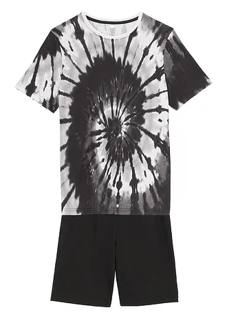 Tricou și bermude de jerse din bumbac organic 100% (set/2 buc.) • negru-alb cu imprimeu • magazin bonprix