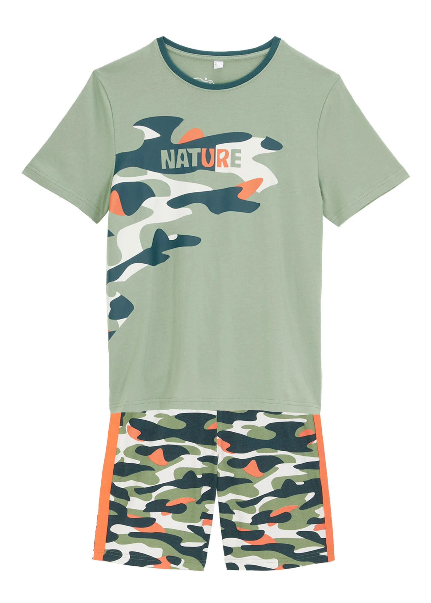 Póló és rövidnadrág tiszta pamutból (2-részes szett) • fenyőzöld-grafikai mintás • bonprix áruház