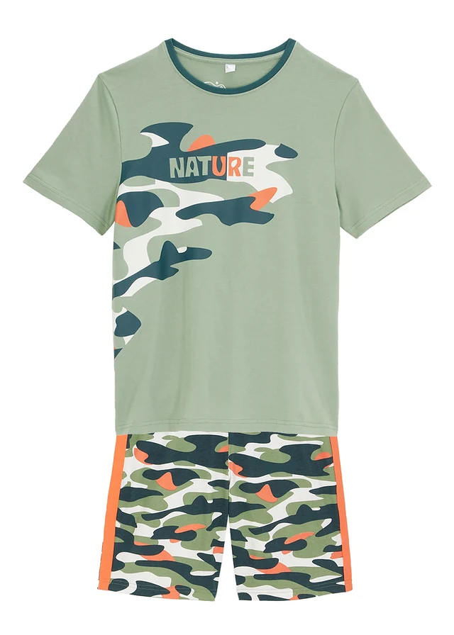 Jongens T-shirt en korte broek van katoen (2-dlg. set)